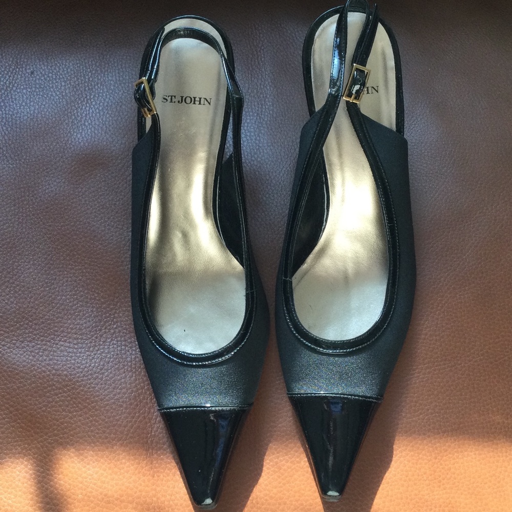 St. John Black Sling Back Shoes